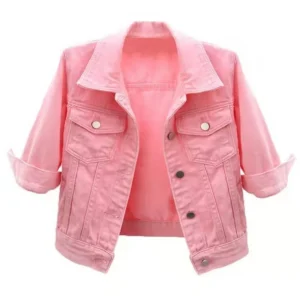 Women's Denim Jacket Spring Autumn Short Coat Pink Jean Jackets Casual Tops Purple Yellow Purple Blue Loose Tops Lady Outerwear