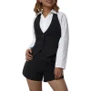 Women's Dressy Waistcoat Racerback Button Vest Jacket Vintage Steampunk Sleeveless Tuxedo Suit Vest Crop Tank Top