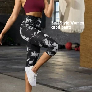 Women's High Waisted Capri Pants Super Soft Tummy Control No See Through Workout Yoga Running Athletic Gym Leggings