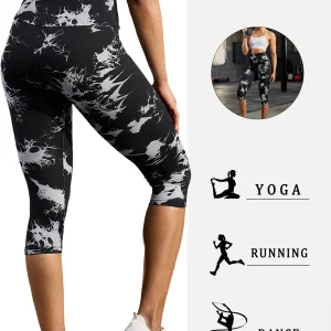 Women's High Waisted Capri Pants Super Soft Tummy Control No See Through Workout Yoga Running Athletic Push Up Gym Leggings