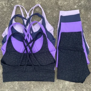 Yoga Shorts Set Gym Sports Set Women Workout Clothes 2 Piece Fitness Suit Cross Straps Bra High Waist Shorts Running Tracksuit