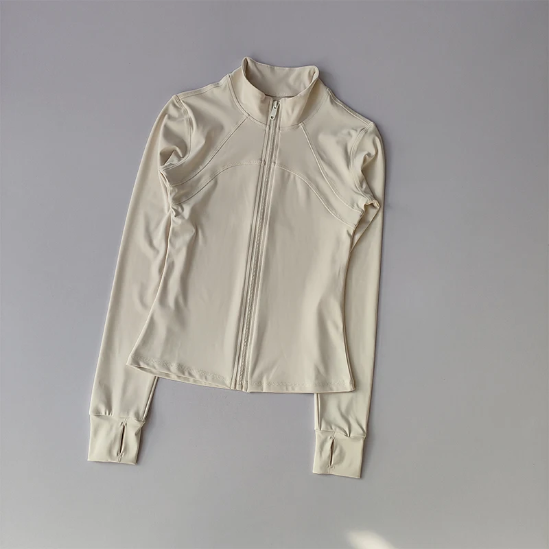 Yoga Suit Women's High-end Standing Collar Long Sleeved Sports Jacket Running Training Fitness Top Windproof Running Suit - Image 5