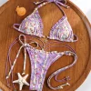 ZRTAK Pleasted Bikini Sexy Swimwear Floral Print Bikini Set Triangle Swimsuit Women Two Piece Suits Bandage Beachwear Bath Suit