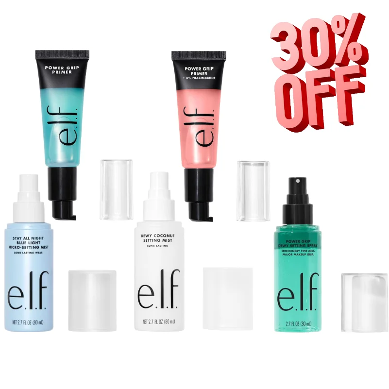 e.l.f. Power Grip Primer & Setting Mist Set – Gel-Based Hydrating Primer, Long-Lasting Setting Spray, Improves Makeup Texture