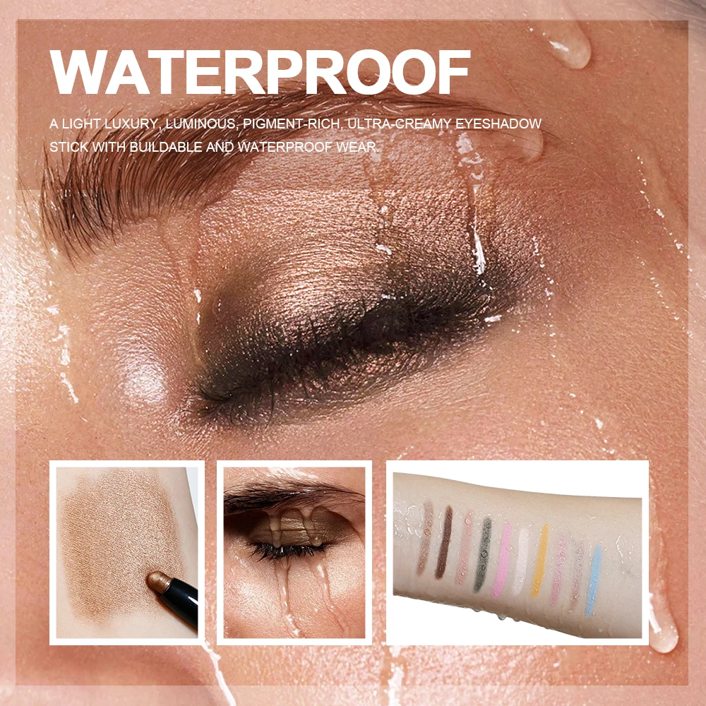 lakerain10 colors matte gradient cream eyeshadow stick long-lasting waterproof non-smudge a smudge lazy eyeshadow pencil - Image 5