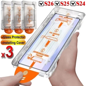 1-3PCS Easy Install Screen Protectors For Samsung S25 Ultra S26 Edge S24 Ultra S23 S22 S21 Plus S20 FE Fingerprint Unlock Glass