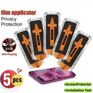 1-5CS Dust-Free Privacy Anti-Spy Glass Screen Protectors For iPhone 17 Pro Max 17 Air 16Plus 15Pro 14 13 12 11 Mini XS XR 16e