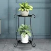 1 Pack, Elegant Double-Layered Metal Flower Rack Stand - Multi-Layer Floor Standing Plant Display with Modern European Style for
