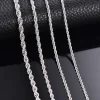 1 piece 925 sterling silver Width 2mm/3mm/4mm Rope Chain Necklace/Bracelet For Men Women Man Fashion Chain Necklace
