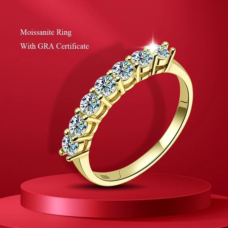 1.0mm-3.5mm Round Brilliant Cut Moissanite Wedding Rings Half Eternity Band 925 Silver Lab Diamond Wedding Ring With Certificate - Image 3