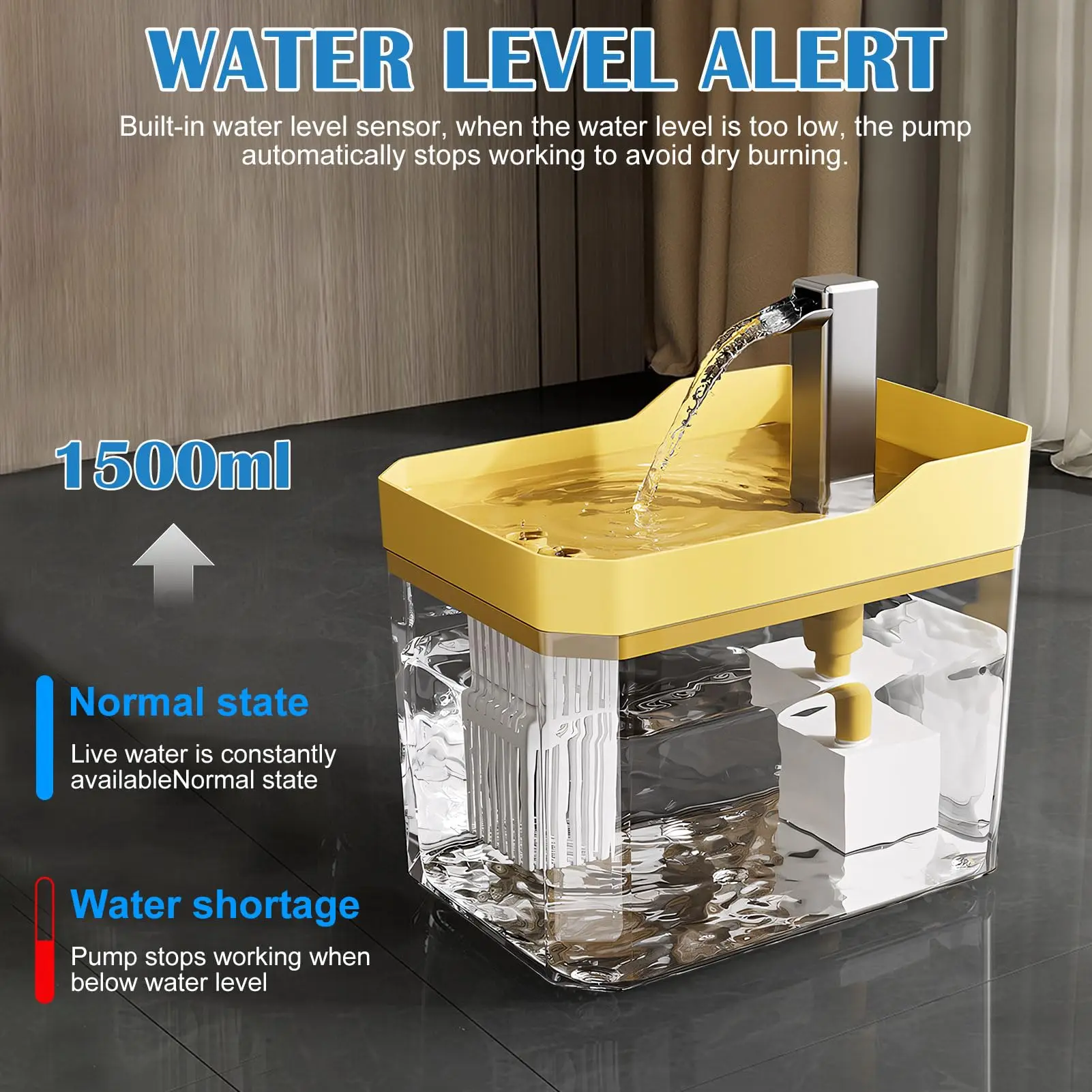 1.5L Cat Water Fountain with Automatic Filter USB Pet Drinking Dispenser Fresh Flow Live Water Circulation for Cats - Image 3