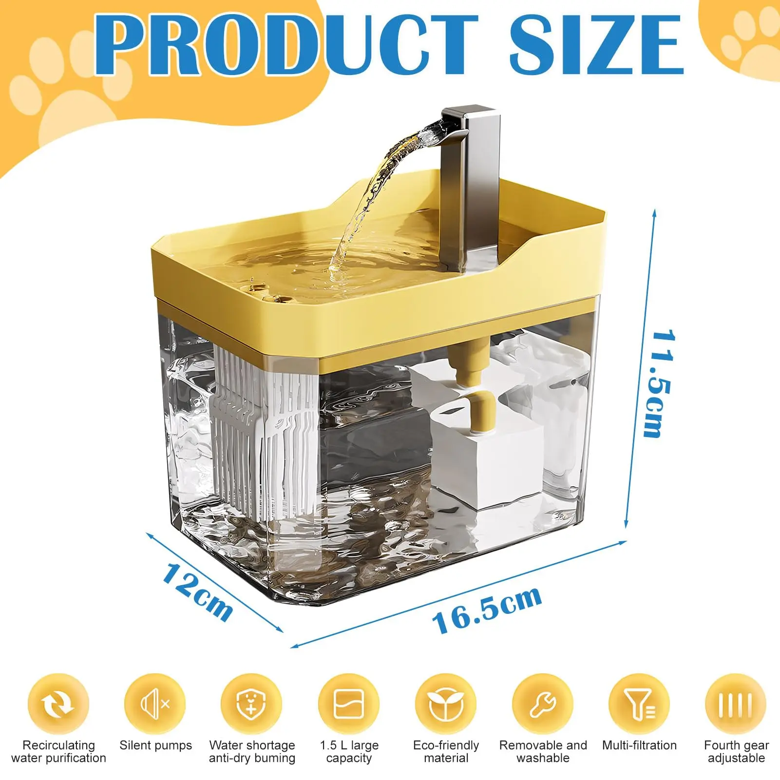 1.5L Cat Water Fountain with Automatic Filter USB Pet Drinking Dispenser Fresh Flow Live Water Circulation for Cats - Image 6