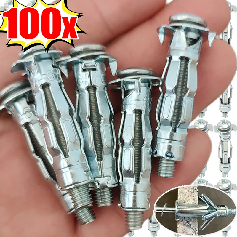 10-100pcs Heavy Duty Hollow Wall Anchors Set Expansion Nuts Bolt Fixing Screws Fasteners for Drywall Plasterboard Assortment Kit