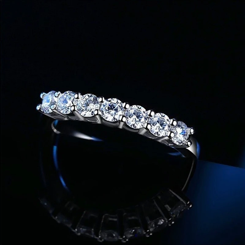 100% Pass Diamond tester Pen Moissanite Female Single Tail Ring Matching Wedding Diamond Band for Women 925 Sterling Silver Ring - Image 3