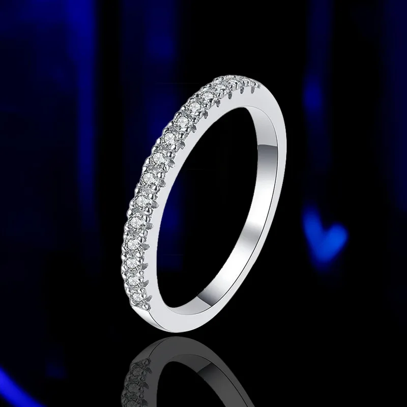 100% Pass Diamond tester Pen Moissanite Female Single Tail Ring Matching Wedding Diamond Band for Women 925 Sterling Silver Ring - Image 4