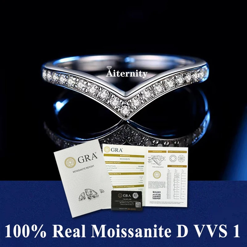 100% Pass Diamond tester Pen Moissanite Female Single Tail Ring Matching Wedding Diamond Band for Women 925 Sterling Silver Ring