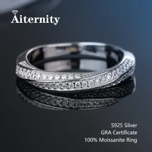 100% Pass Diamond tester Pen Moissanite Ring Matching Wedding Diamond Band for Women 925 Sterling Silver Female Single Tail Ring