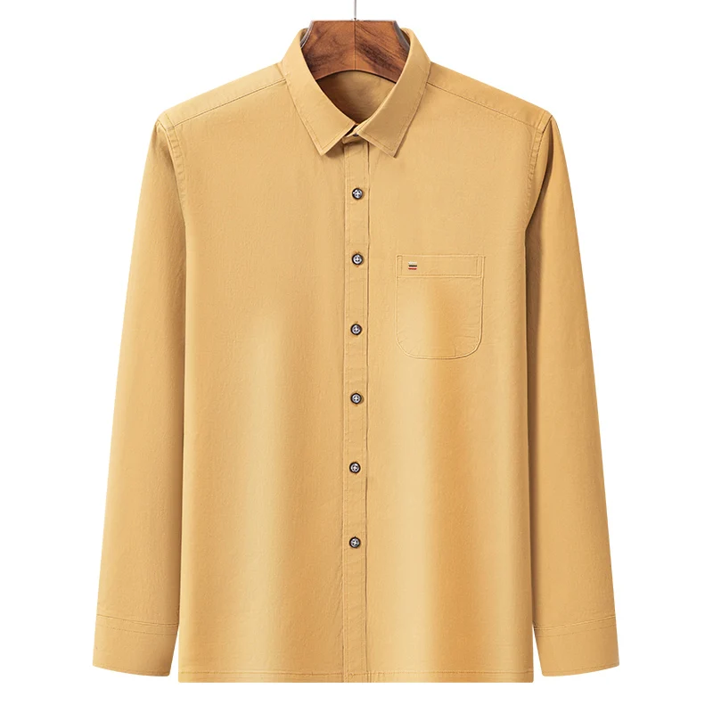 100% Pure Cotton Men's Shirts Long Sleeve Solid Soft Regular Fit Formal Dress Shirt Social Blouse Male Clothes 6XL 7XL - Image 2