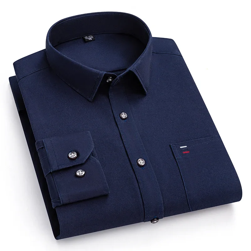 100% Pure Cotton Men's Shirts Long Sleeve Solid Soft Regular Fit Formal Dress Shirt Social Blouse Male Clothes 6XL 7XL - Image 5