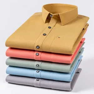 100% Pure Cotton Men's Shirts Long Sleeve Solid Soft Regular Fit Formal Dress Shirt Social Blouse Male Clothes 6XL 7XL