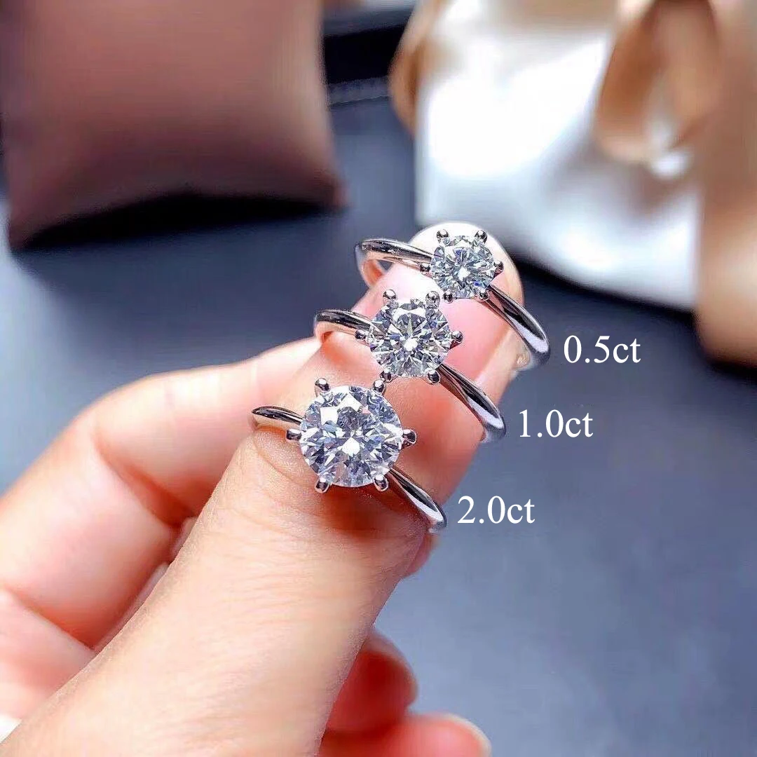100% Real Moissanite Ring D VVS1 Pass Diamond Test Pen Adjustable Size S925 Sliver GRA Certificate Wedding Rings for Women 02 - Image 2