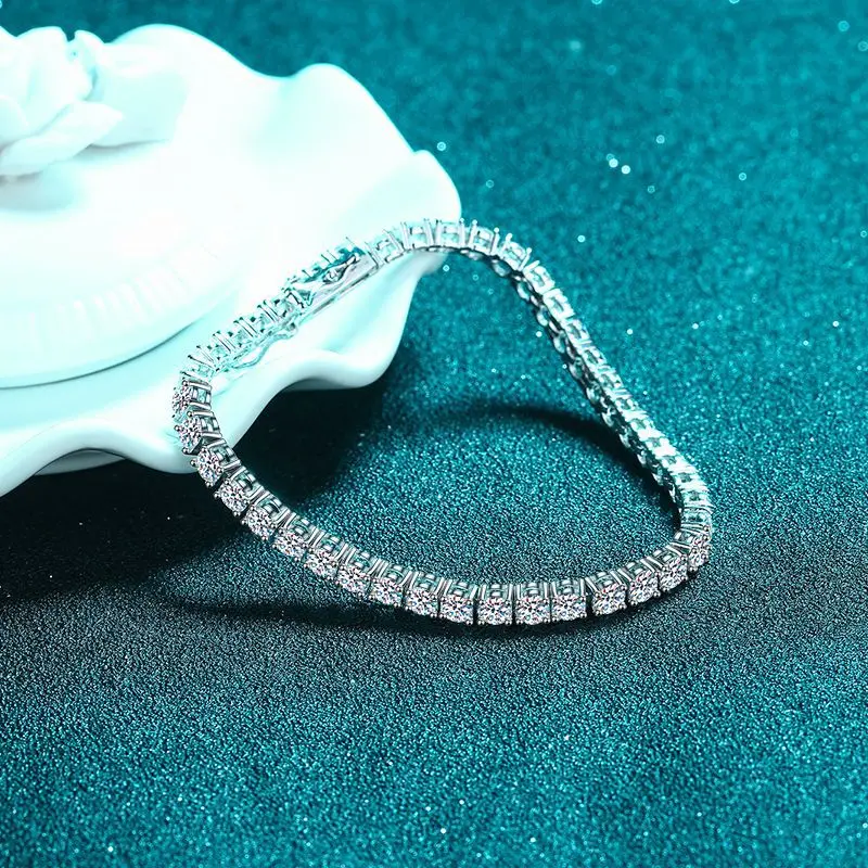 100% S925 Sterling Silver 2-6mm Real Moissanite Tennis Bracelet for Women Wedding Jewelry Christmas Exquisite Gift - Image 3