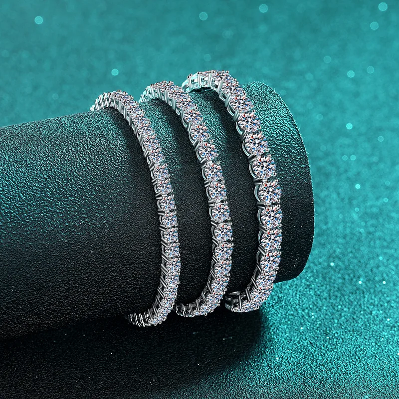 100% S925 Sterling Silver 2-6mm Real Moissanite Tennis Bracelet for Women Wedding Jewelry Christmas Exquisite Gift - Image 5