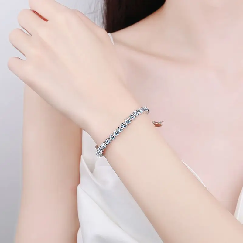 100% S925 Sterling Silver 2-6mm Real Moissanite Tennis Bracelet for Women Wedding Jewelry Christmas Exquisite Gift - Image 6