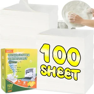 100/10x Lemon Scented Dishwashing Tablet Dissolve Oil Stains Descaling Concentrated Dishwasher Detergent Tablet Kitchen Cleaning
