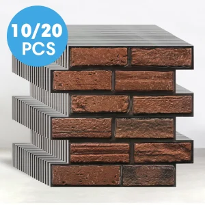 10/20Pcs 3D Faux Brick Peel and Stick PVC Wall Stickers, Waterproof Easy to Install Wall Panels, Interior Wall Decoration