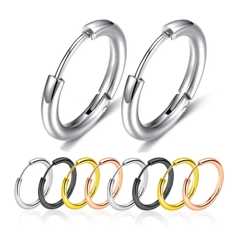 10/20Pcs Minimalist 316L Stainless Steel Small Hoop Earrings For Women Man Classic Round Earrings Fashion Ear Piercing Jewelry - Image 3