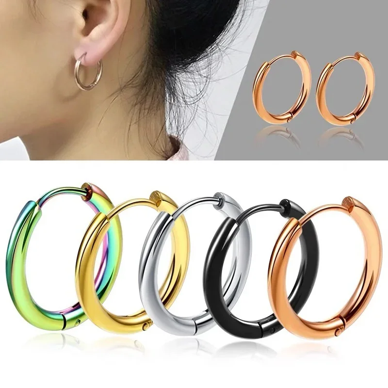 10/20Pcs Minimalist 316L Stainless Steel Small Hoop Earrings For Women Man Classic Round Earrings Fashion Ear Piercing Jewelry - Image 4