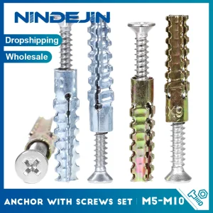 10/20sets Tree Shape Drywall Hollow Wall Anchors with Screws M5 M6 Serrated Wall Anchors Kit for Concrete Plaster Hole Repair