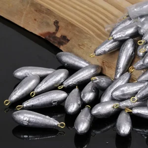 10PCS Pendant Willow Leaf Lead Pendant Ring Loyal Lead Pendant Sea Fishing Hanging Ring Leader Rafting Fishing Gear