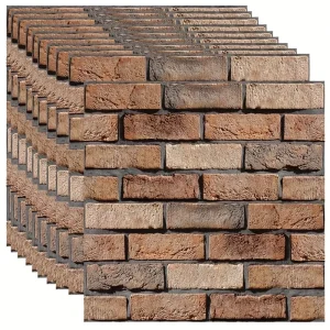 10pcs Self-Adhesive 3D Brick&Wood Paneling Wallpaper-Peel and Stick Wall Sticker,Waterproo,for living Room,Bedroom,Bathroom