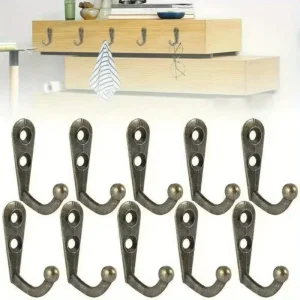 10pcs/Lot Vintage Wall Mounted Single Prong Hook Retro Mini Size Bronze Hangers for Clothes Keys Hat Towel Robe Bathroom Hooks