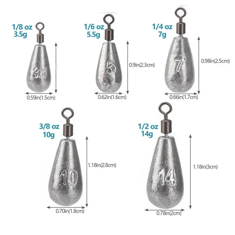 10pcs/lot Fishing Weight Sinker 3.5g 5g 7g 10g 14g 20g Water Drop Weights Fishing Tackle Accessories - Image 3