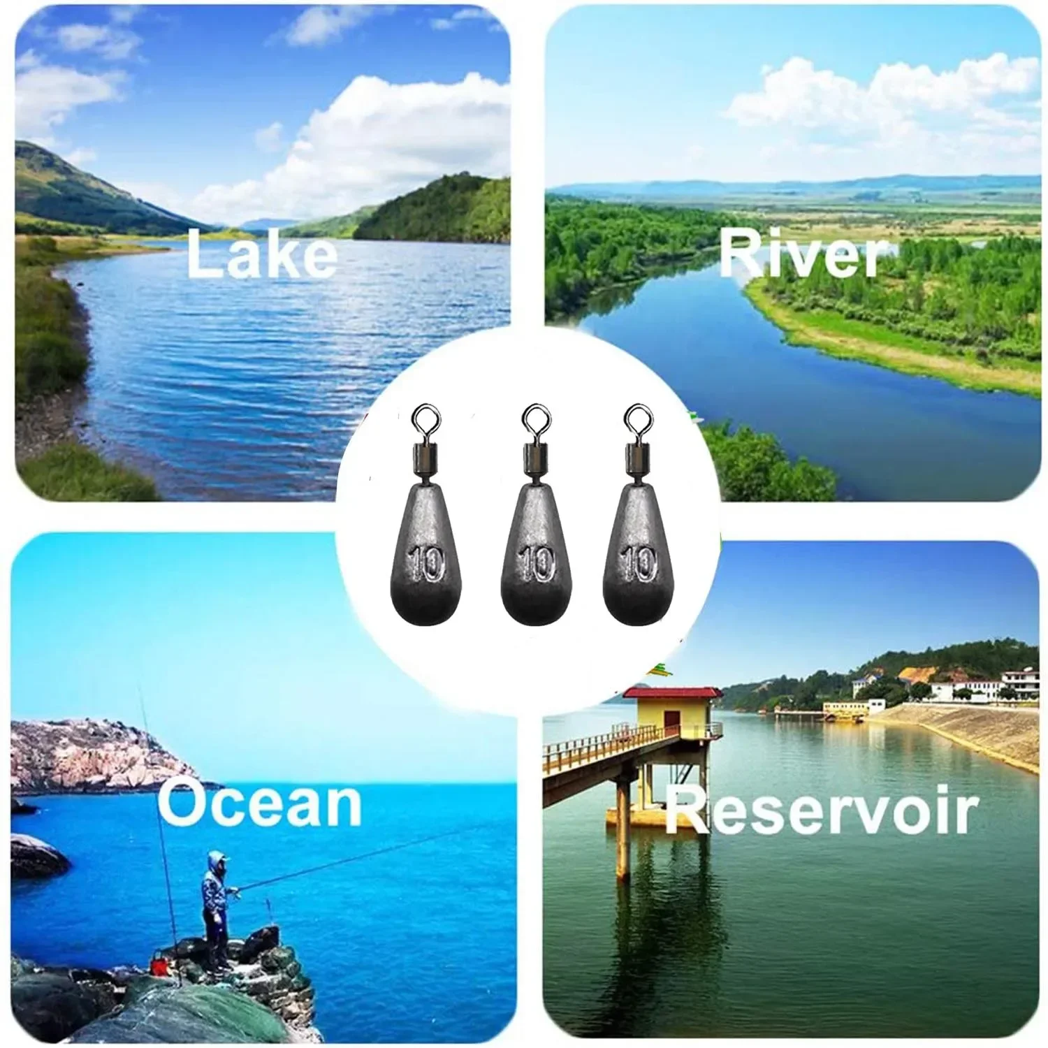 10pcs/lot Fishing Weight Sinker 3.5g 5g 7g 10g 14g 20g Water Drop Weights Fishing Tackle Accessories - Image 5