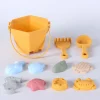 11PCS Silicone beach bucket sand digging tool sand bucket plastic abrasive outdoor sand digging artifacts children's toys Gifts
