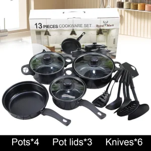 12-Piece Non-Stick Cookware Set Cooking Pot with Lid Deep Frying Pan Milk Pot Maifan Stone Frying Pan for All Hob