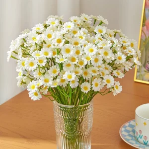 120heads Artificial Daisy Flowers Small Daisy Fake Flower Bouquet for Valentines Wedding Party Table Decoration DIY Home Decor