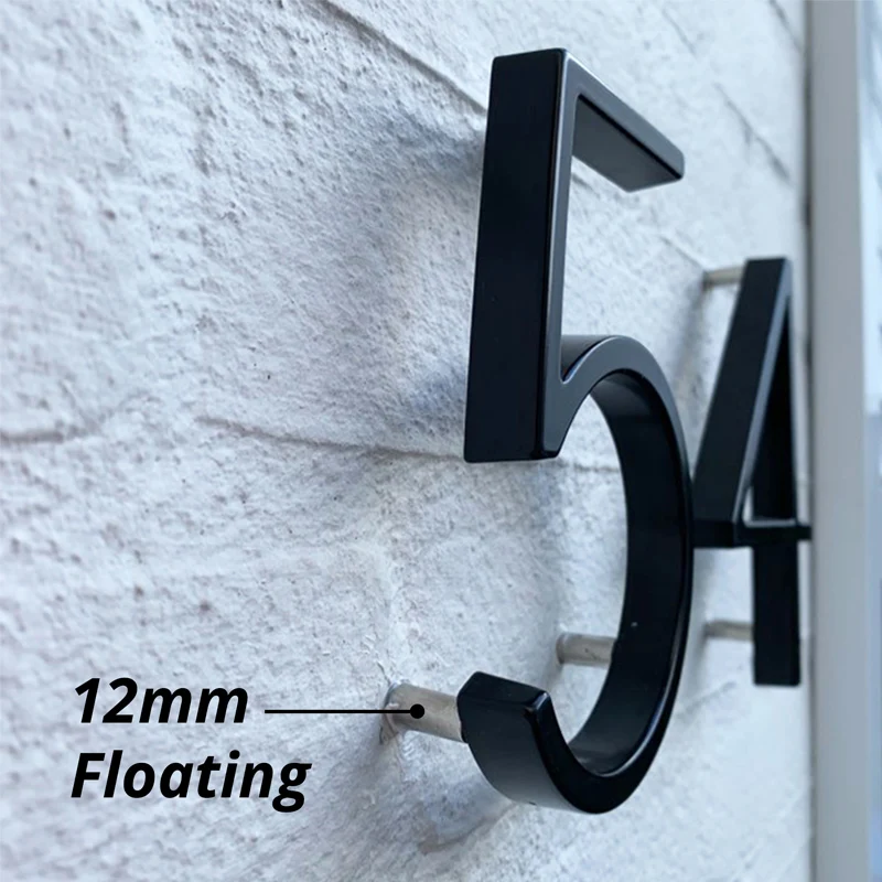 125mm Floating House Number Outdoor 5 inch Black Zinc Alloy Letter Apartment Door Numbers Mailbox Address Sign #0-9 Dash Slash - Image 2