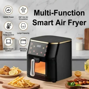 12L Electric Visual Air Fryer Oil-free Automatic Deep Fryer Smart Touch Display Multifunction Bread Cake Meet Food Baking Oven