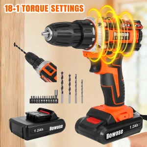 12V Cordless Power Drill Set Electric, Cordless Screwdriver Drill Set, LED Work Light, For Home And Garden DIY Project Kit