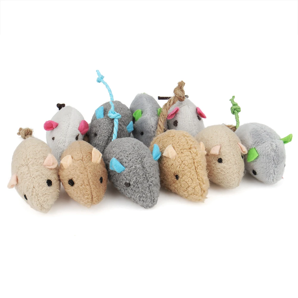 12pcs Mix Pet Toy Catnip Mice Fun Plush Mouse Cat Toy Interactive Play for Kitten - Image 3