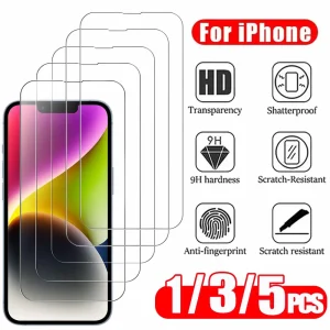 1/3/5PCS HD Tempered Glass For iPhone 16 17 Pro Max 16e 15 14 12 11 13 Mini Screen Protector Film