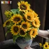 140/92/35cm Long Artificial Sunflower Flowers Bouquet Silks Flowers for Home Bridal Wedding Party Festival Gifts DIY Vase Decor