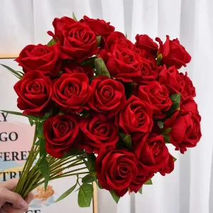 1/5/10/20pcs Roses Artificial Flowers Rose Flower Branch Artificial Red Roses Realistic Fake Rose for Wedding Home Decor