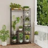 180CM Tall Indoor Plant Stand with Shelves and Hanging Rod Industrial Flower Stand Clothes Rack for Garden, Balcony, Living Room