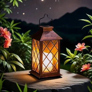 1PC Solar Lantern Outdoor, Decorative Candle Lamp with Auto On/Off, Waterproof Solar Powered for Garden/Patio/Yard Decor